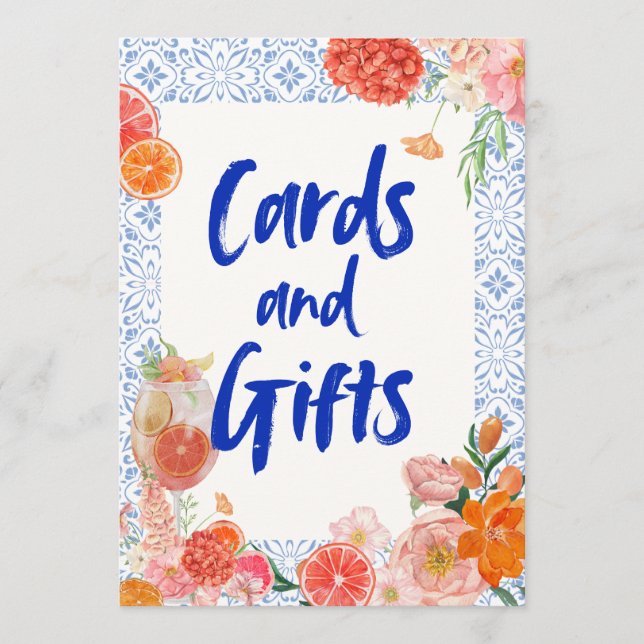 Thats amore mediterranean blue tiles bridal shower inbjudningar (Framsida)