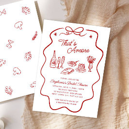 That's Amore Red Doodle Frame Bridal Shower Inbjudningar