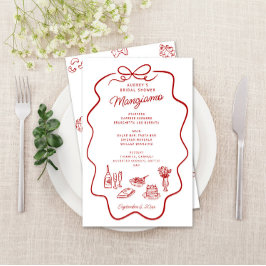 That's Amore Red Doodle Frame Bridal Shower Menu Flygblad