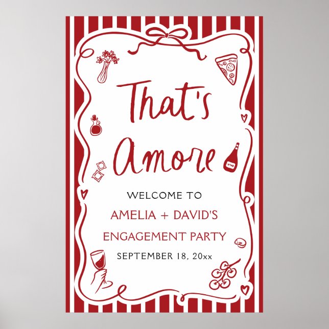 That's Amore Red Italian Engagement Party Welcome Poster (Framsidan)