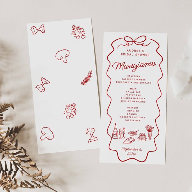 That's Amore Röd Doodle Ram Bröllopsfest Meny (Skapare uppladdad)