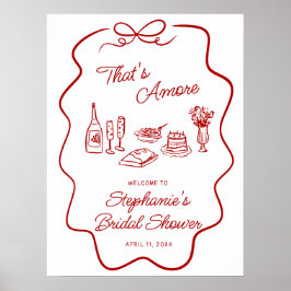 That's Amore Röd Doodle Ram välkommen  Poster