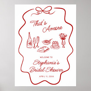 That's Amore Röd Doodle Ram välkommen  Poster