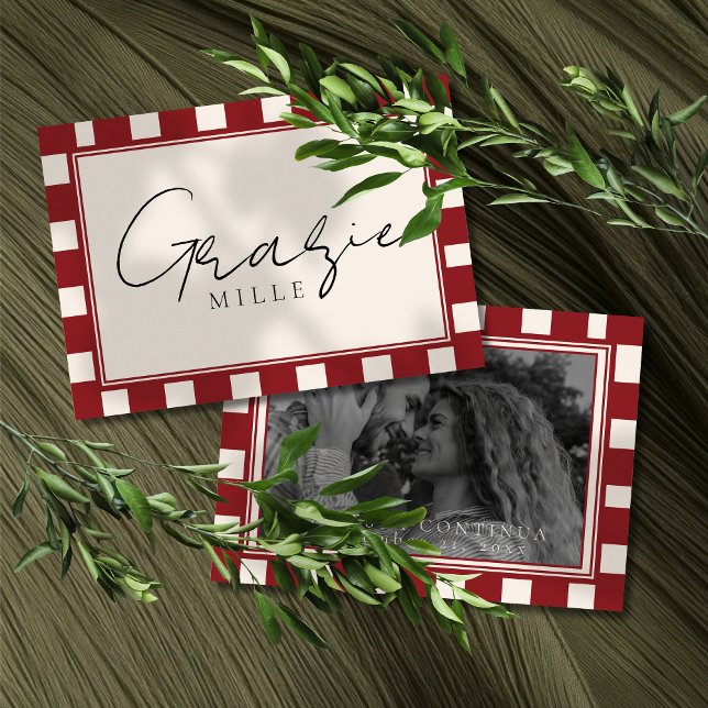 That's Amore Röd Rutig Bröllopsfest  Tack Kort (Thank guests from your Italian Bridal Shower with this That's Amore Red Checkered Card!)