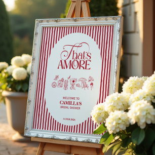 That's Amore Röda handritade bröllopsdusch Poster