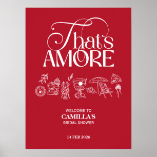 That's Amore Röda handritade Bröllopsfest Poster