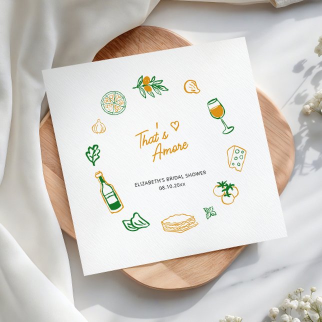 That's Amore Rustikaliskt Italienskt Mat Gult Grön Pappersservett (Skapare uppladdad)