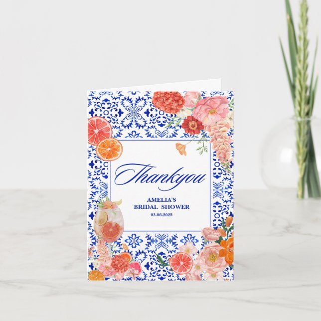 That's Amore Spritz Medelhavs-inspirerad bröllopsd Tack Kort (Framsida)