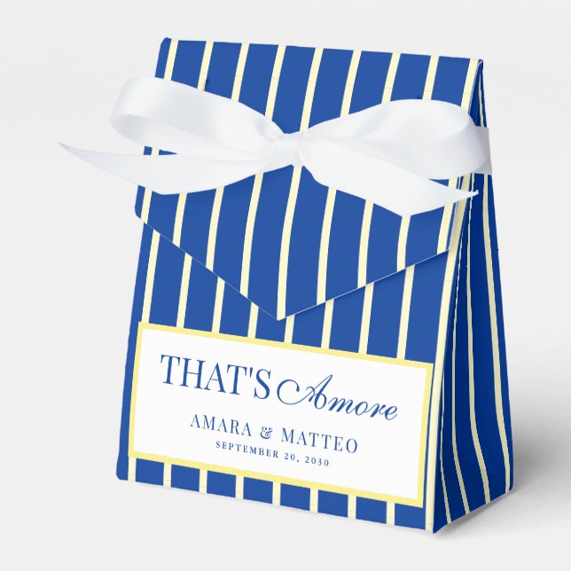 That's Amore Striped Blue & Yellow Wedding Presentaskar (Framsidan Sidan)