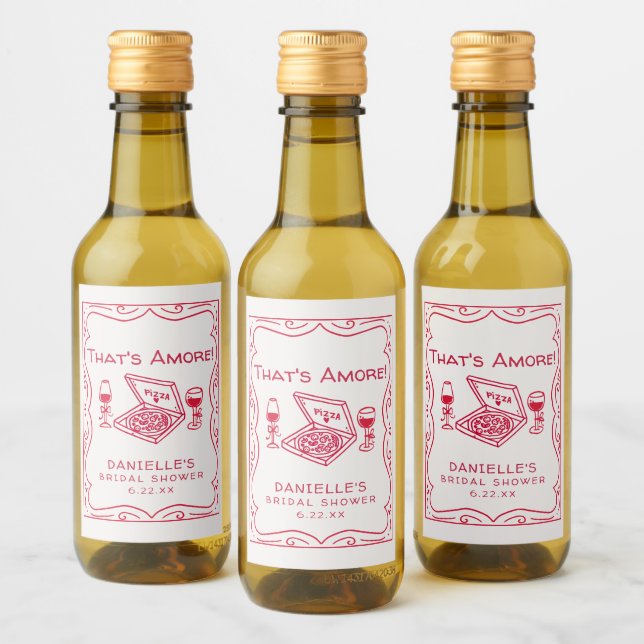 That's Amore Whimsical Handritad Bröllopsfest Vinetikett (Flaskor)