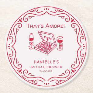That's Amore Whimsical Handriten Bröllopsfest Underlägg Papper Rund