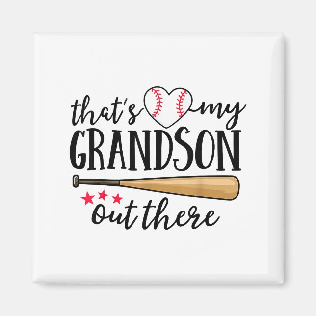 That's My Grandson Out There Baseball Grandma Squa Magnet (Framsidan)