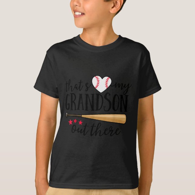 That's My Grandson Out There Baseball Grandma Squa T Shirt (Framsida)