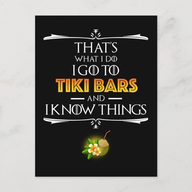 That's What I Do - I Go To Tiki Bars Vykort (Framsida)