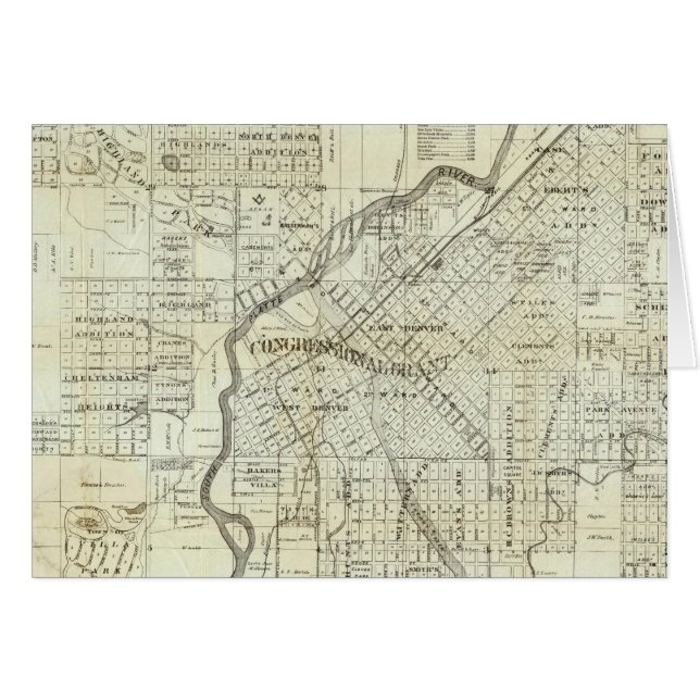 Thayer Karta av Denver Colorado Hälsningskort (Framsidan Horizontal)