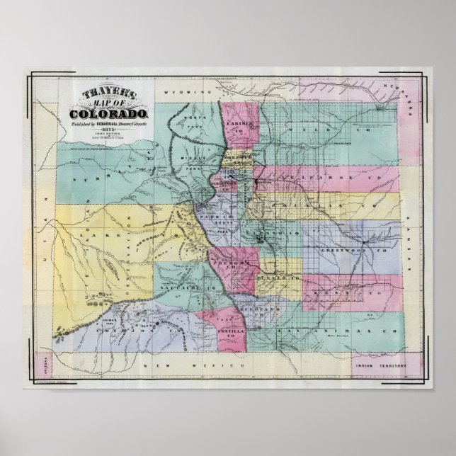 Thayer Karta i Colorado Poster (Framsidan)
