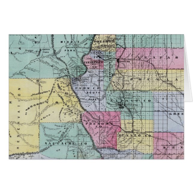 Thayer Karta of Colorado Hälsningskort (Framsidan Horizontal)