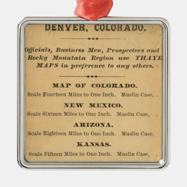 Thayer karta of Colorado Julgransprydnad Metall (Framsidan)