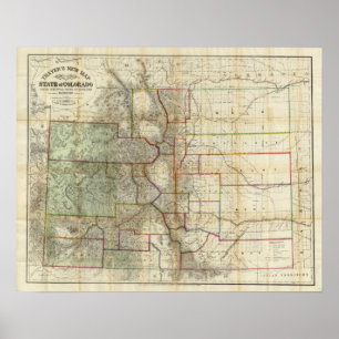 Thayer New Karta of the State of Colorado Poster