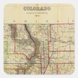 Thayers karta av Colorado 2 Fyrkantigt Klistermärke