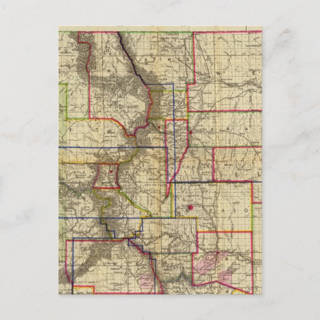 Thayers karta över Colorado 2 Vykort (Framsida)