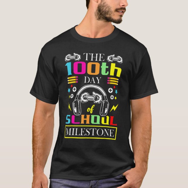 The 100th Day Of School Milestone Game Player Kid  T Shirt (Framsida)