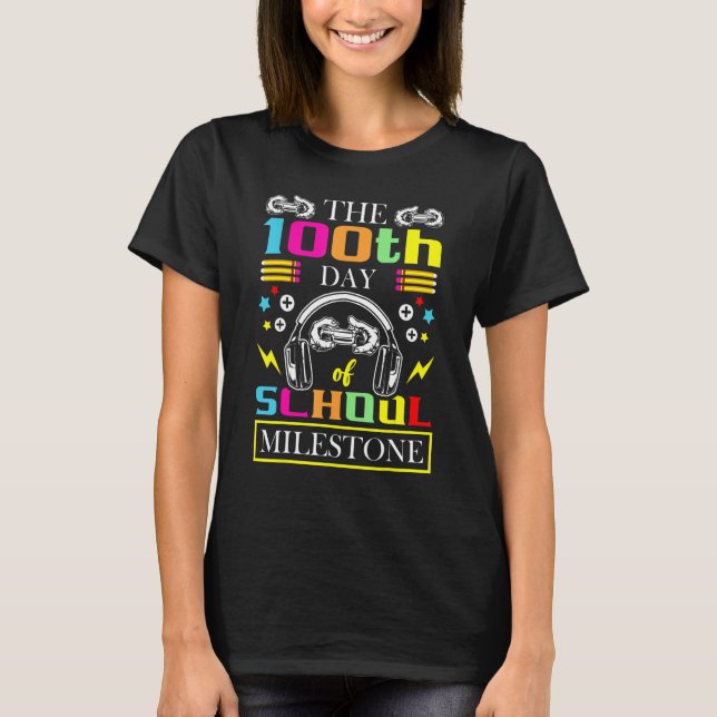 The 100th Day Of School Milestone Game Player Kid  T Shirt (Framsida)