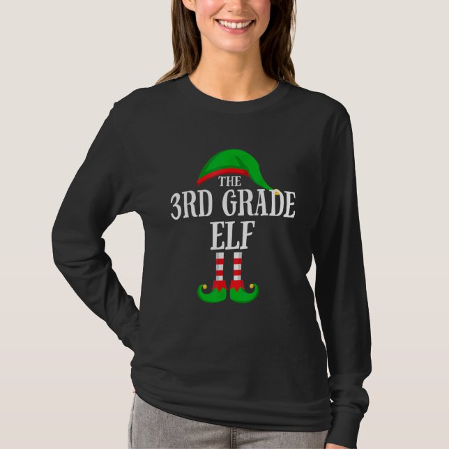 The 3rd Grade Elf Family Group Matching Christmas  T Shirt (Framsida)