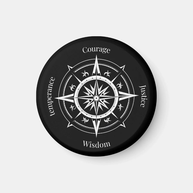 The 4 Stoic Virtues Compass Magnet (Framsidan)