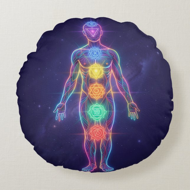 The 7 Chakras´2 Rund Kudde (Framsidan)