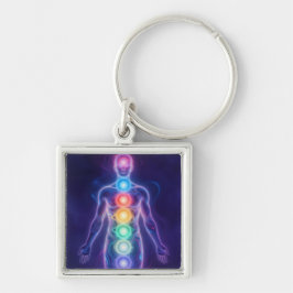 The 7 Chakras Fyrkantig Silverfärgad Nyckelring