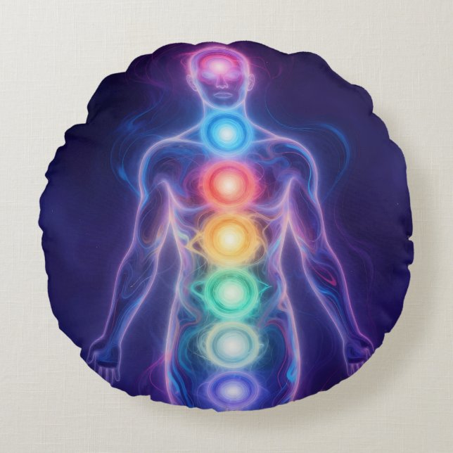  The 7 Chakras Rund Kudde (Framsidan)