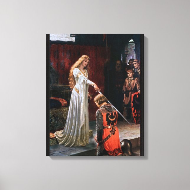 The Accolade av Edmund Blair Leighton Canvastryck (Framsida)