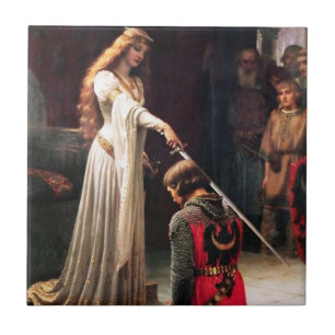 “The Accolade” medeltida målning av Edmund Blair L Kakelplatta