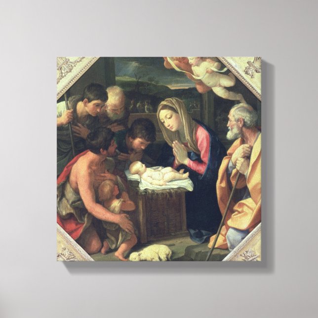 The Adoration of the Shepherdss, c.1640-42 Canvastryck (Framsida)