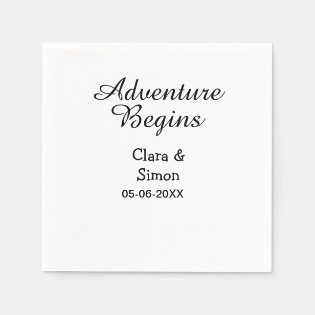 The adventure begins wedding couple name datsimple pappersservett (Framsidan)