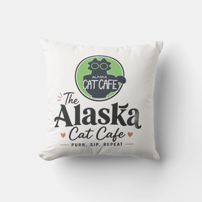 The Alaska Cat Cafe “Morra, Suga, Upprepa” Kudde (Framsida)