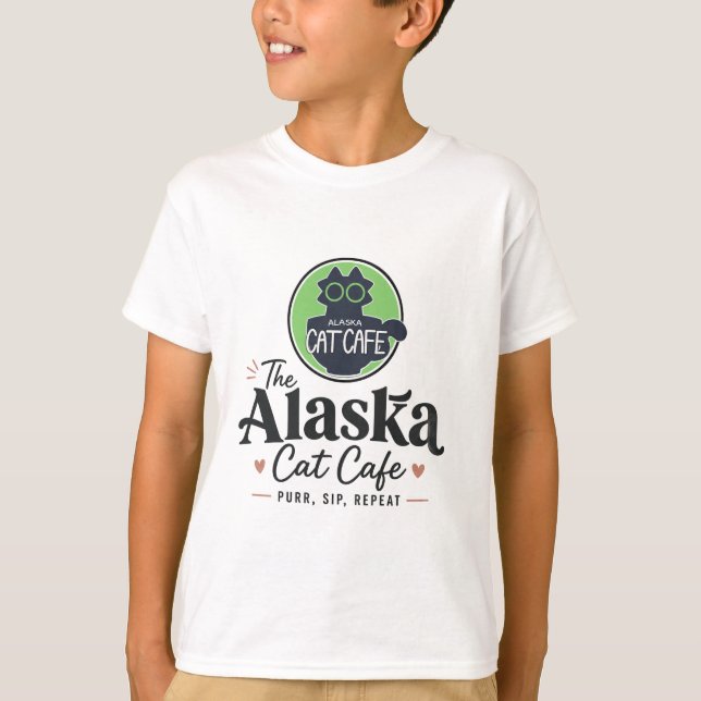 The Alaska Cat Cafe “Murr, Drick, Upprepa” T Shirt (Framsida)