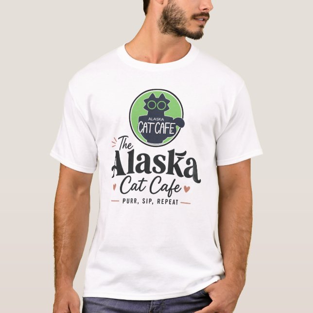 The Alaska Cat Cafe “Murr, Drick, Upprepa” T Shirt (Framsida)