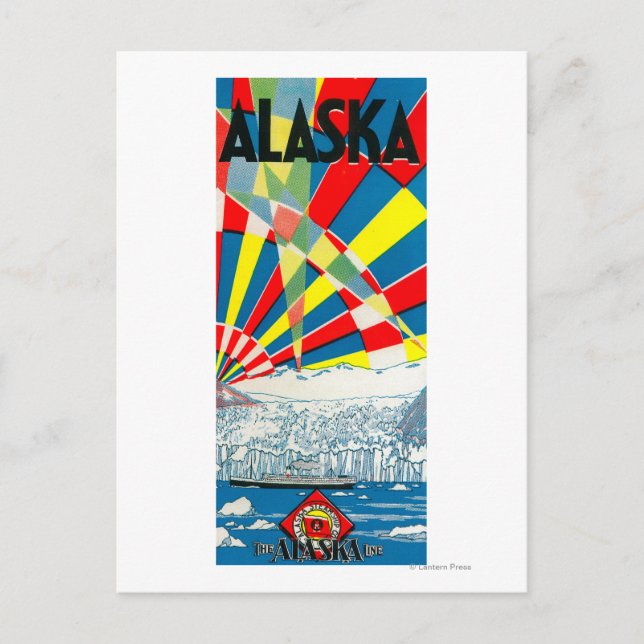 The Alaska Line ångbåtsaffisch Vykort (Framsida)