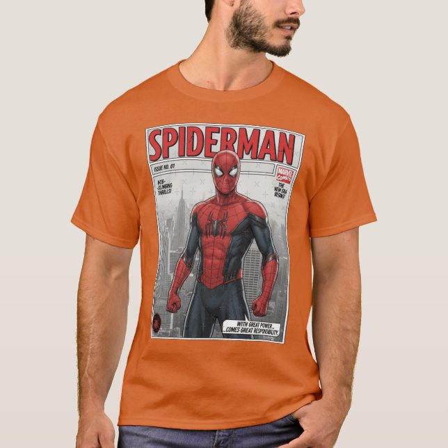 The Amazing SpiderMan Comic Bookribute Design fami T Shirt (Framsida)