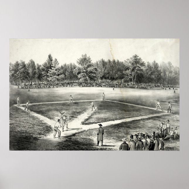 The American National Game of Baseball - 1866 Poster (Framsidan)