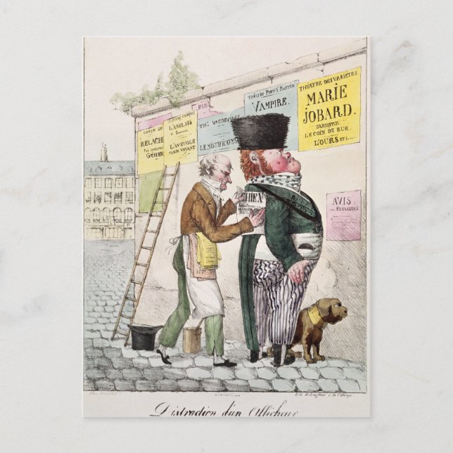 The Amusement of a Bill Sticker, 1820 Vykort (Framsida)