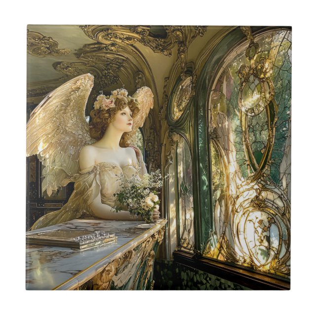 The Angel in the Stained Glass of Light Kakelplatta (Framsidan)