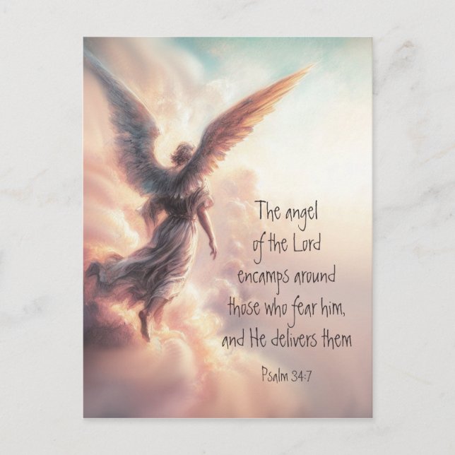 The angel of the Lord encamps Bible Scripture Vykort (Framsida)