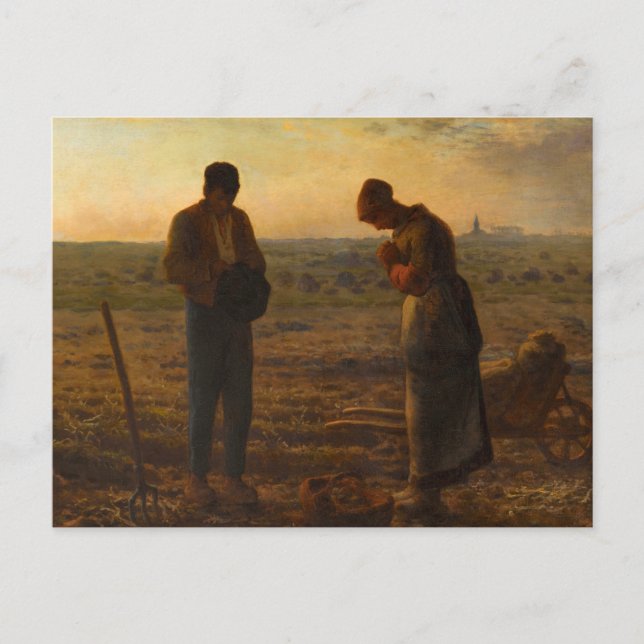 The Angelus, 1857-1859 by Jean-Francois Millet Vykort (Framsida)