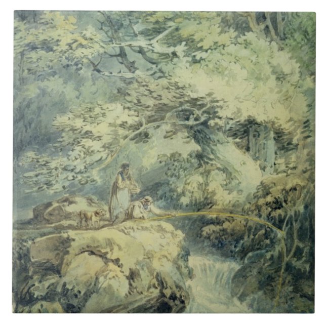 The Angler, 1794 (med grafit på papprare) Kakelplatta (Framsidan)