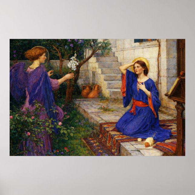 The Annunciation by John William Waterhouse Poster (Framsidan)