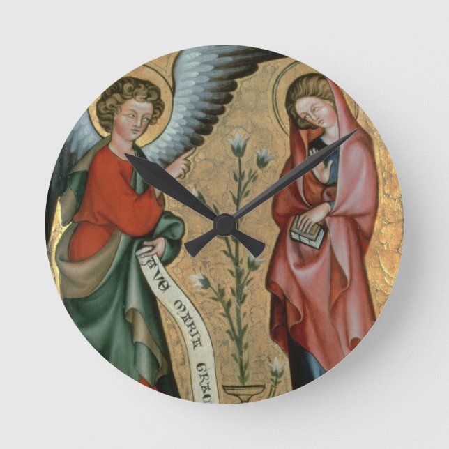 The Annunciation, c.1330 (olja på panelen) Rund Klocka (Framsida)