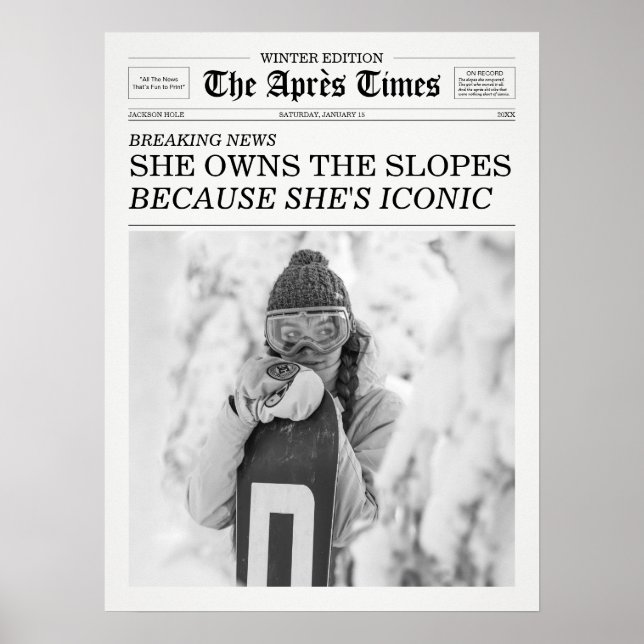 The Apres Times Tidning Hon Äger Backarna Poster (Framsidan)